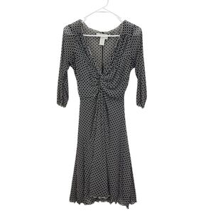 Max Studio Vintage Women's Babydoll V Neck Patterned Sheer Y2K Dress Sz M